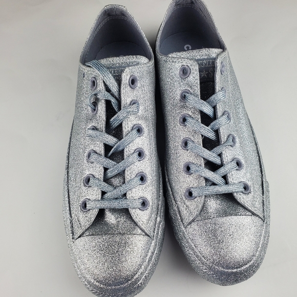 HPx2π NIB Unisex Silver Glitter All Star Converse - Picture 3 of 7